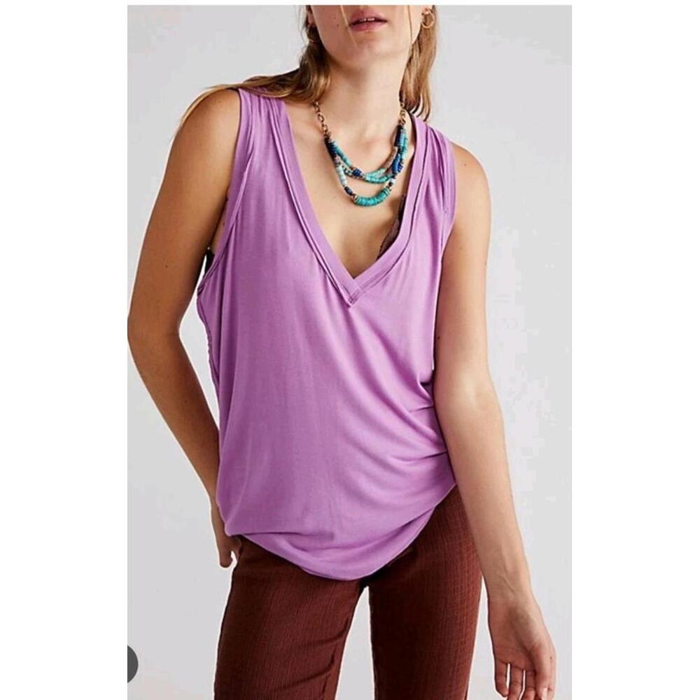 FREE PEOPLE WE THE FREE WOMEN'S WISTERIA SLEEVELESS MOON DANCE TANK TOP Sz xs